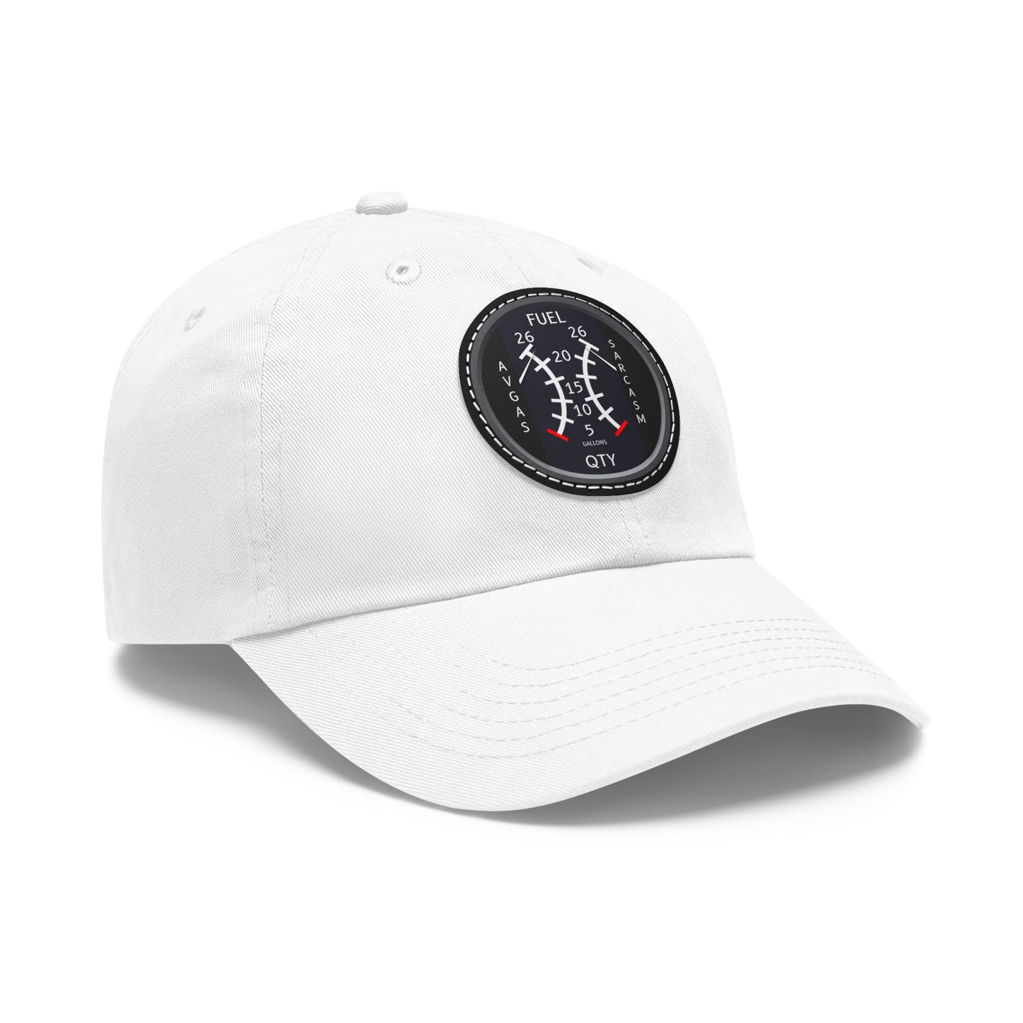 Aviation Fuel Gauge & Sarcasm Dad Hat with Leather Patch