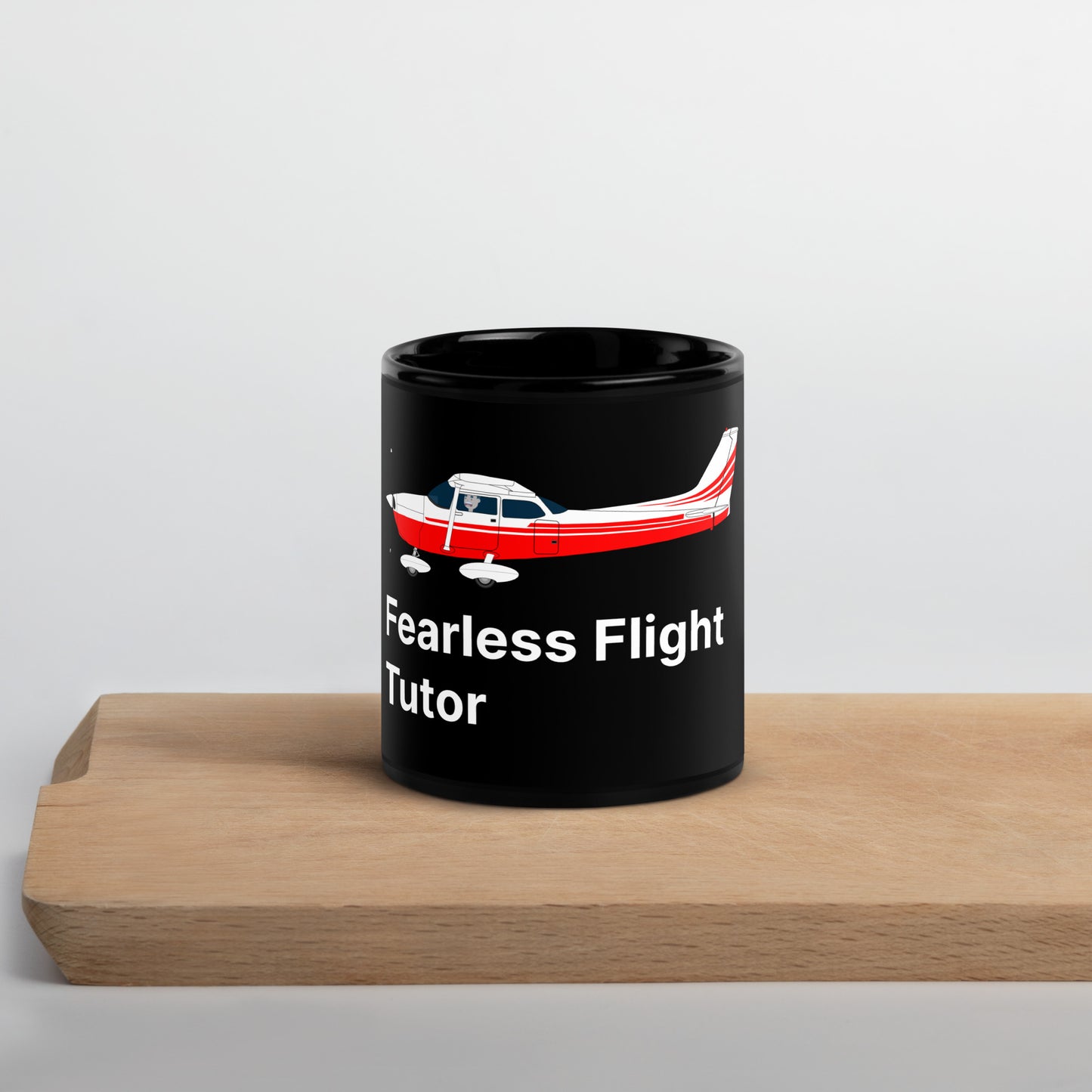 Fearless Flight Tutor: Glossy Black Humor Mug