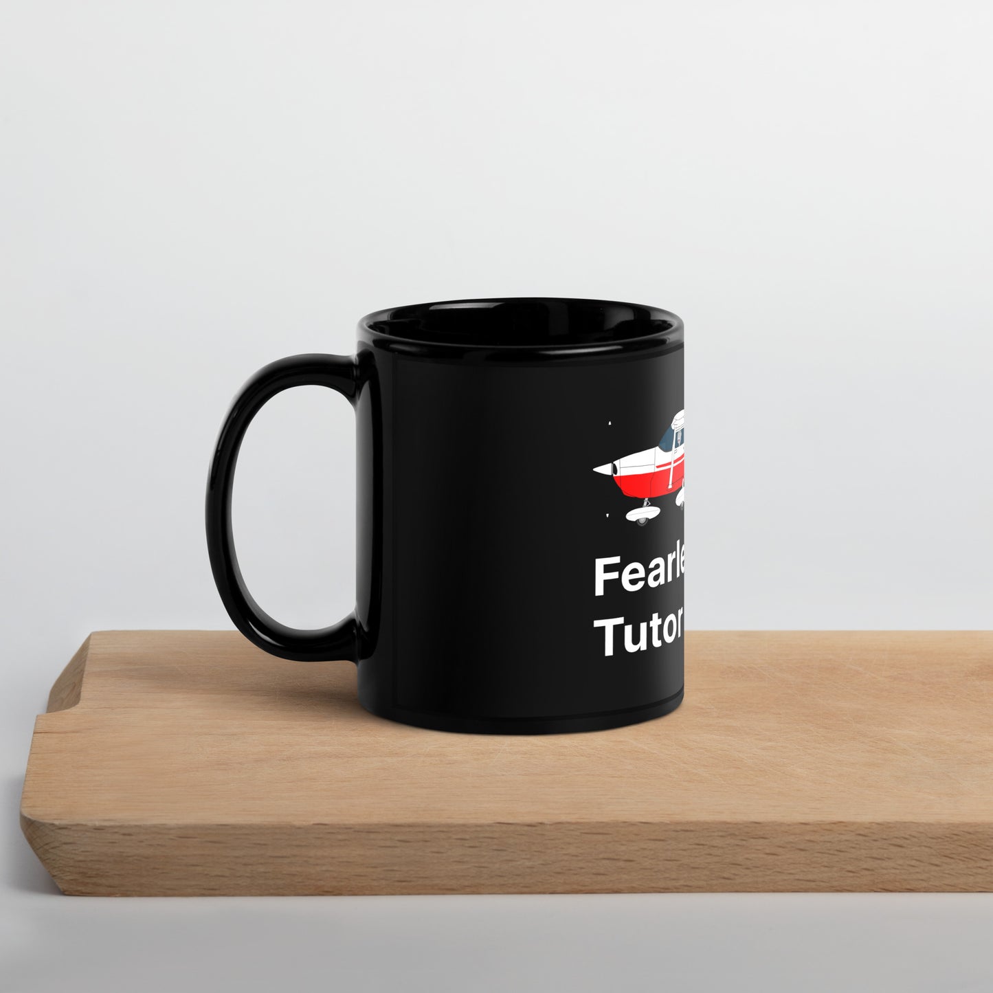 Fearless Flight Tutor: Glossy Black Humor Mug