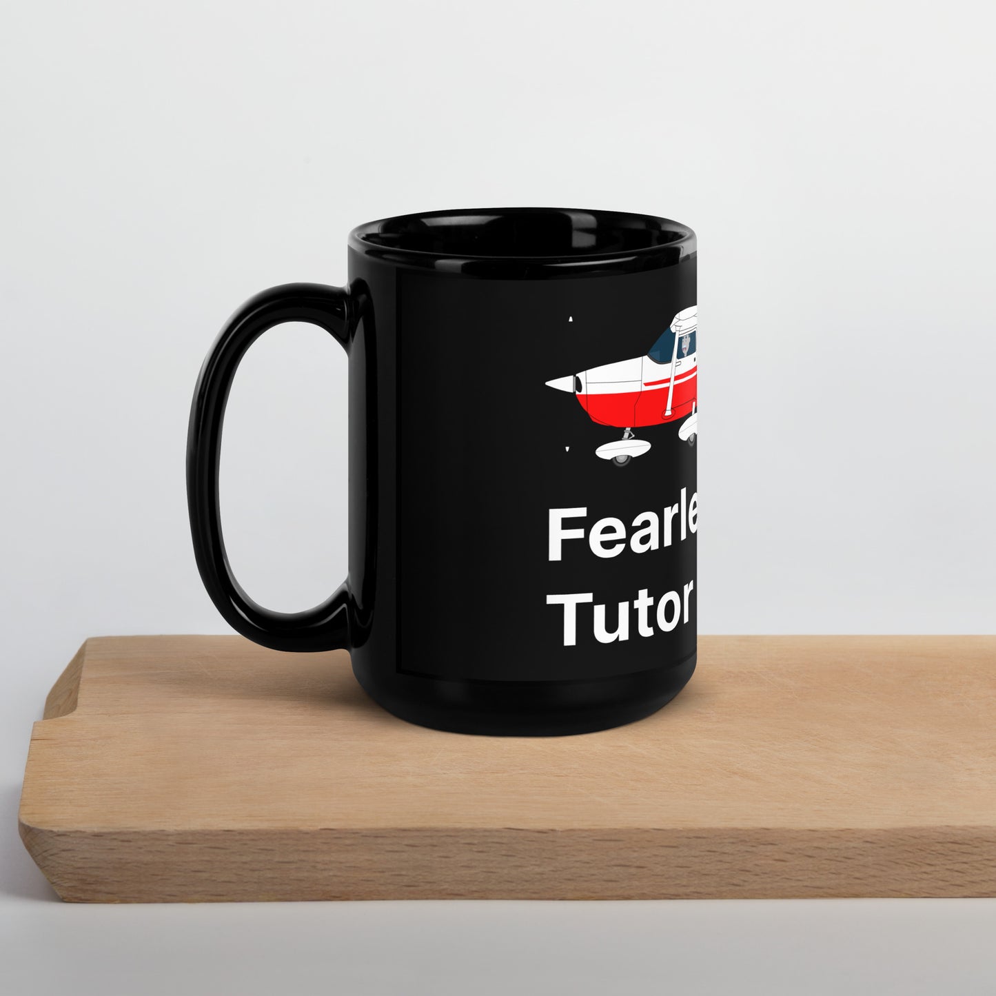 Fearless Flight Tutor: Glossy Black Humor Mug