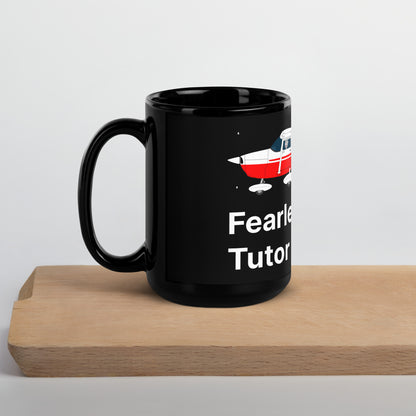 Fearless Flight Tutor: Glossy Black Humor Mug