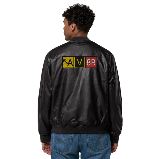 "AV8R" Leather Bomber Jacket