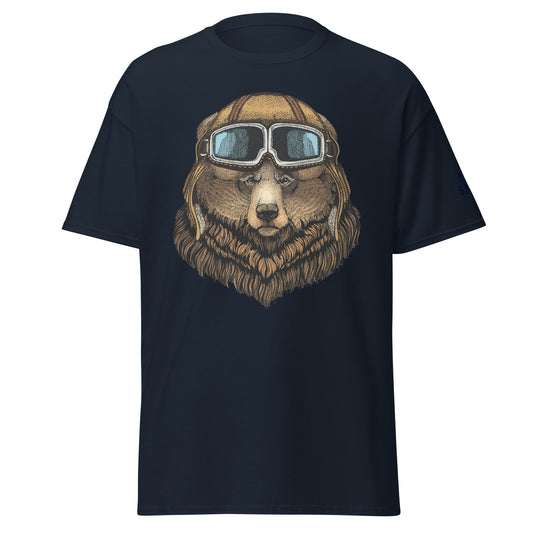 Klasické pánské tričko The Fearless Aviator: Confident Bear